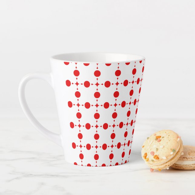 Caneca De Café Latte Bolinhas Vermelhas, Padrão de Bolinhas, Pontos, Po (In Situ)