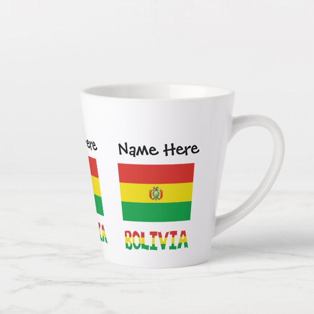 Caneca De Café Latte Bolívia Bandeira Bolívia Personalizada (Direita)