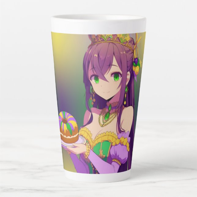 Caneca De Café Latte Bolo Rei Anime Mardi Gras (Frente)