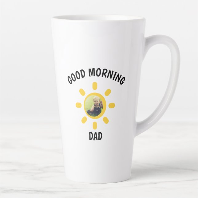 Caneca De Café Latte Bom Dia Papai Foto Personalizada (Direita)