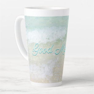 Caneca De Café Latte Bom Dia Praia Surf Oceano Dito