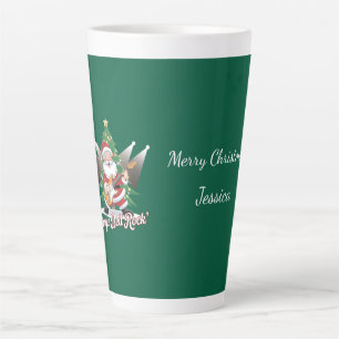 Caneca De Café Latte Bom Pai Natal Guitarra Jingle Bell Rock