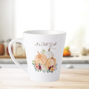 Caneca De Café Latte Bombas de outono e flores