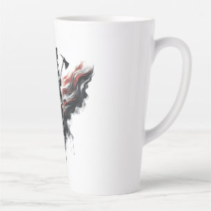 Caneca De Café Latte Bombeiro americano. Bandeira dos Estados Unidos.