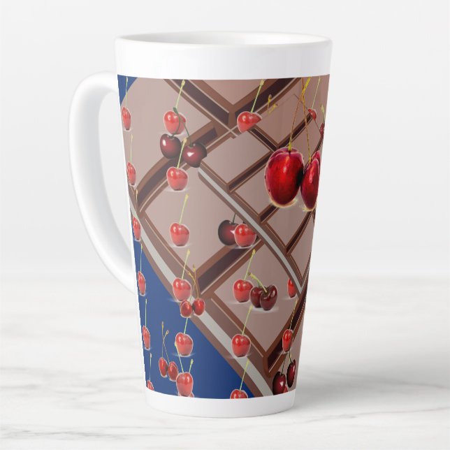 Caneca De Café Latte Bondade de Cereja  (Ângulo esquerdo)