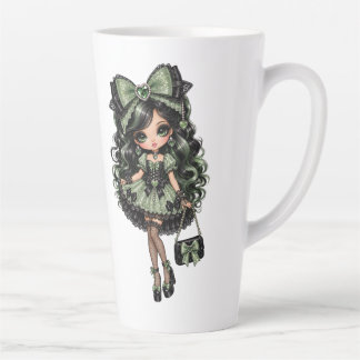 Caneca De Café Latte boneca bebê glam verde