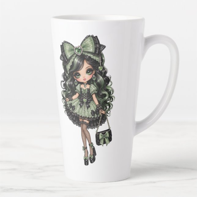 Caneca De Café Latte boneca bebê glam verde (Direita)