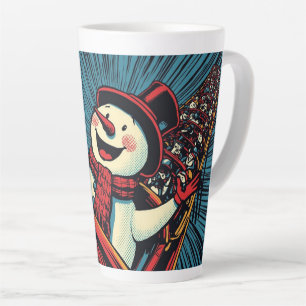 Caneca De Café Latte boneco de neve aproveitando uma porta copos rolant
