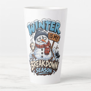 Caneca De Café Latte Boneco de Neve Citação Divertida de Inverno Humor