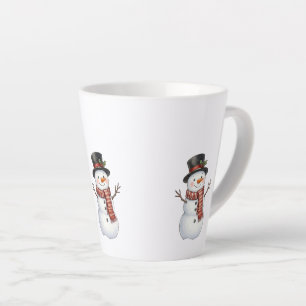Caneca De Café Latte Boneco de Neve Feliz