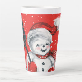 Caneca De Café Latte boneco de neve retrô vintage