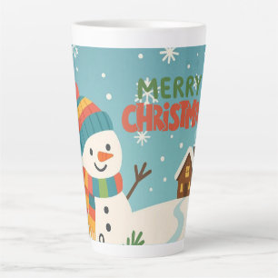 Caneca De Café Latte Boneco de neve simpático e clássico de Feliz Natal