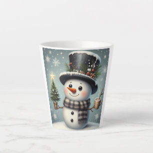 Caneca De Café Latte Bonito boneco de Natal/Neve de inverno