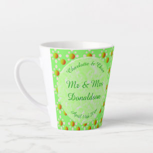 Caneca De Café Latte Bonito Casamento de primavera Maçã florescer e Maç