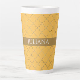 Caneca De Café Latte Bonito Daffodil Dourado Quatrefoil Personalizado