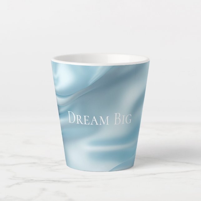Caneca De Café Latte Bonito Feminina Light Blue Faux Satin (Frente)