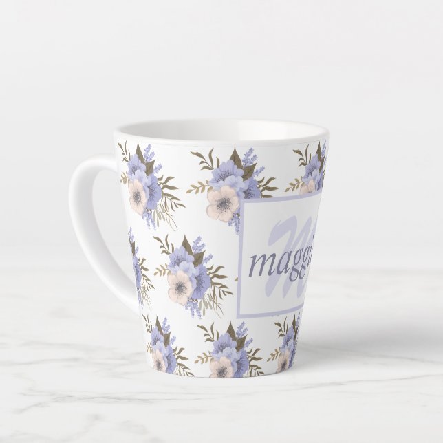 Caneca De Café Latte Bonito Floral (Ângulo esquerdo)