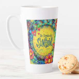 Caneca De Café Latte Bonito Floral Sunshine Amarelo Inspirividade