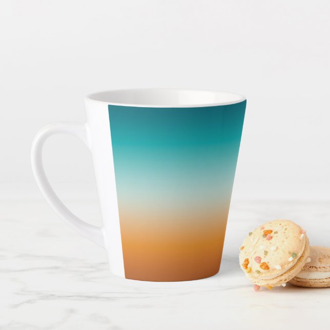 Caneca De Café Latte Bonito Ombre Laranja Solarino e Gradação Azul Teal (In Situ)