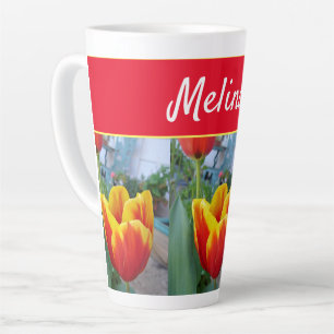 Caneca De Café Latte Bonito Pastel Floral, Tulip Rosa, Bebê Rosa, Mug