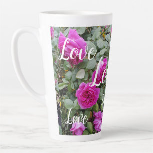 Caneca De Café Latte Bonito Pink Vintage Rosa Flower Amar