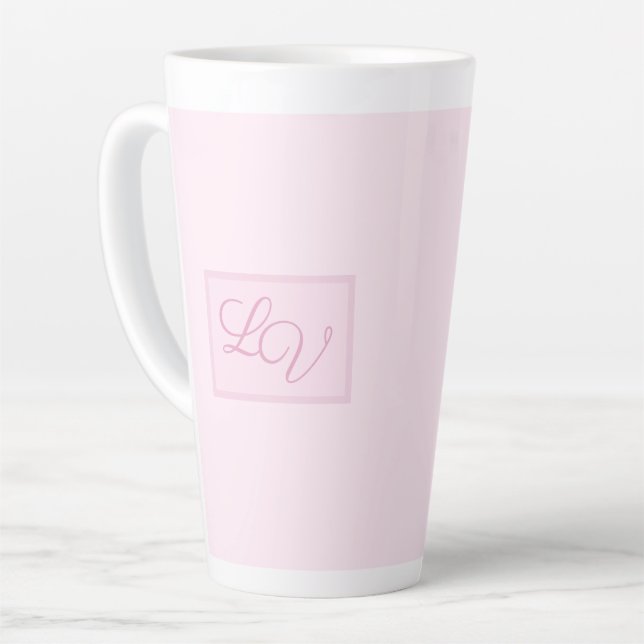 Caneca De Café Latte Bonito Rosa e Blush (Ângulo esquerdo)