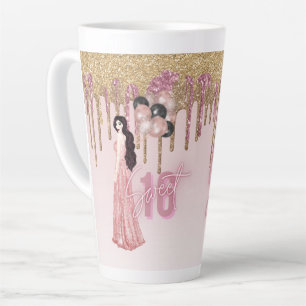 Caneca De Café Latte Bonito Sweet16 ROSEGOLD DRIPPING BUNETTE