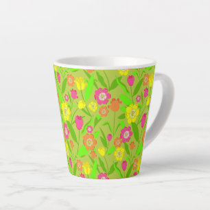 Caneca De Café Latte Bonito Tulip Flor Verde Natural Padrão