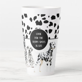 Caneca De Café Latte Bonitos Dalmatianos Pontos Felizes e Pretos