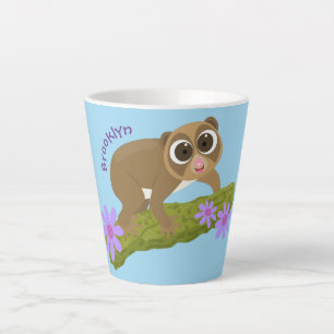 Caneca De Café Latte Bons e felizes loris em desenhos animados