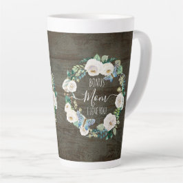 Caneca De Café Latte Bonus Mãe Eu Te Amo, Rua Floral Branca Russa