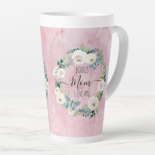 Caneca De Café Latte Bonus Mãe Eu Te Amo Um Branca Rosa, Boho, Fora