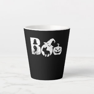 Caneca De Café Latte Boo Halloween Costume Bulldog Pumpkin & Witch Hat