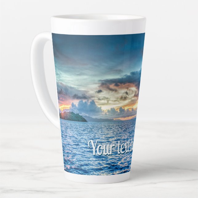 Caneca De Café Latte Bora Bora Ocean Ver Fotografia (Ângulo esquerdo)