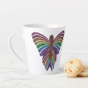Caneca De Café Latte Borboleta-Arco-Íris - Lata (12oz)