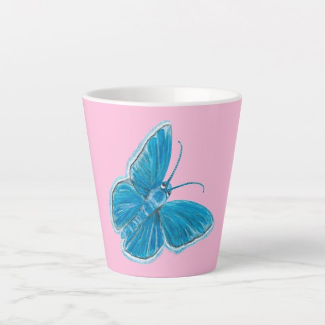 Caneca De Café Latte Borboleta azul da Capela (Frente)