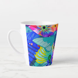 Caneca De Café Latte Borboleta Colorida