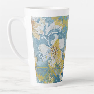 Caneca De Café Latte Borboleta de algodão azul e amarelo
