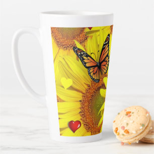 Caneca De Café Latte Borboleta de girassol Lady Bug Latte Mug