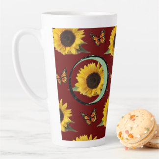Caneca De Café Latte Borboleta de girassol Latão
