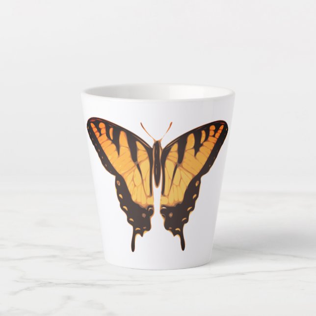 Caneca De Café Latte Borboleta do Swallowtail de Tigre (Frente)