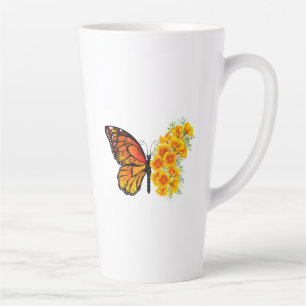 Caneca De Café Latte Borboleta Flor com Papagaio Amarelo da Califórnia
