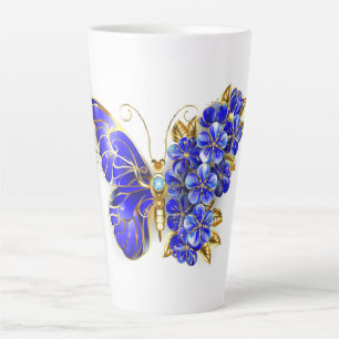 Caneca De Café Latte Borboleta Flor Sapphire
