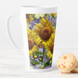 Caneca De Café Latte Borboleta Girassol Latte Mug