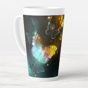 Caneca De Café Latte Borboleta Luminosa e borboletas noturnas