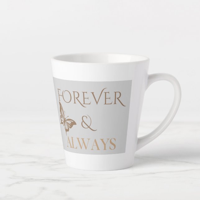 Caneca De Café Latte Borboleta Para Sempre & Sempre, Presente Romântico (Direita)