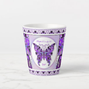 Caneca De Café Latte Borboleta púrpura 31