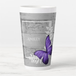 Caneca De Café Latte Borboleta Roxa Turística Lata Personalizada