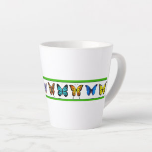 Caneca De Café Latte Borboletas Azuis (Coleção Bridget)
