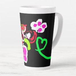 Caneca De Café Latte Borboletas e Rosas dia dos namorados
